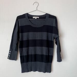Y2K Striped Black and Grey Knit Top Women's Small Vintage